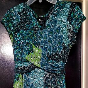 AB Studio Teal Paisley Wrap Dress Sz L